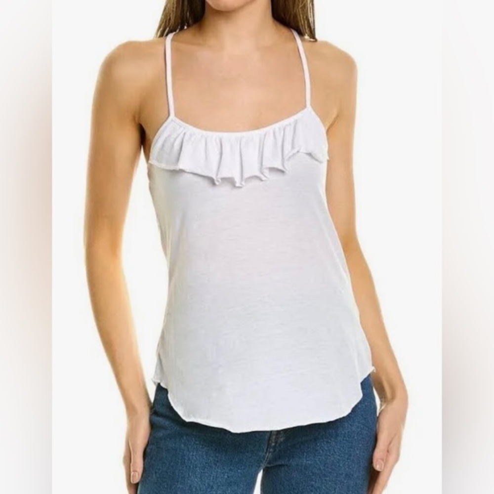 Chaser White Ruffle Tank Top NWT